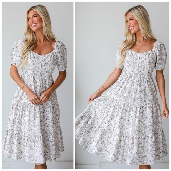 Rag & Bone Calista Dress S Babydoll‎ Midi Tiered Henley Lined Cottage Prairie - Picture 1 of 8